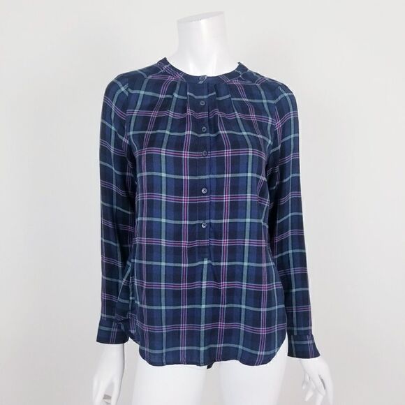 Lucky Brand XS Plaid High Low Popover Tunic Top - Picture 1 of 6